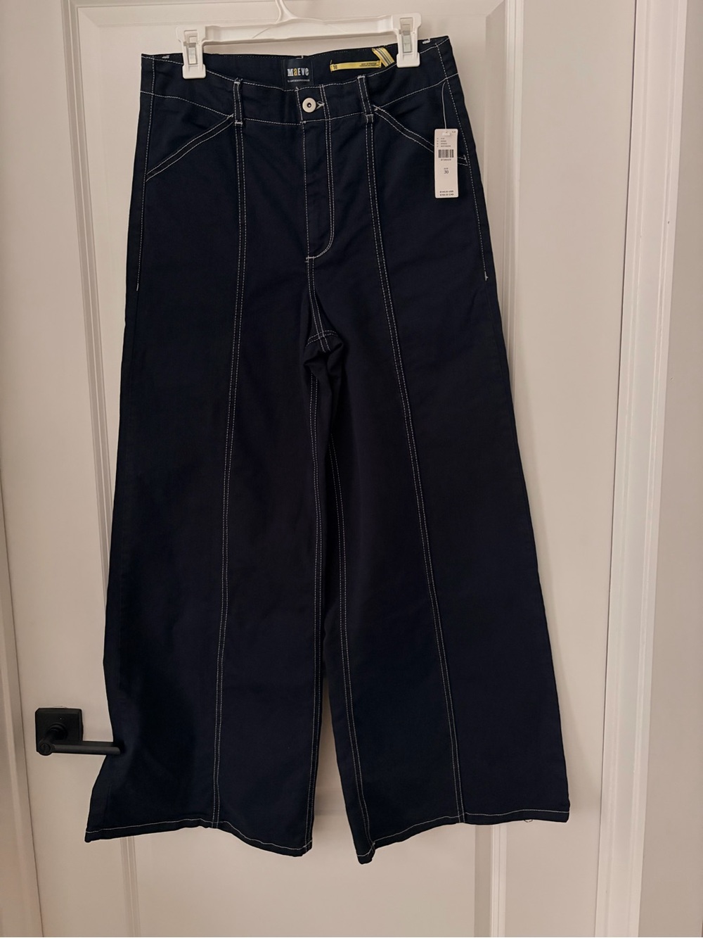 Maeve Anthropologie Delaney Clean-Seamed High-Rise Wide-Leg Navy Pants